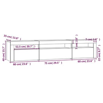 Tv-meubel met LED-verlichting 195x35x40 cm betongrijs 12