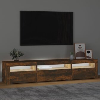 Tv-meubel met LED-verlichting 195x35x40 cm gerookt eikenkleurig 3