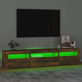 Tv-meubel met LED-verlichting 195x35x40 cm gerookt eikenkleurig 4