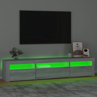 Tv-meubel met LED-verlichting 195x35x40 cm grijs sonoma eiken 4