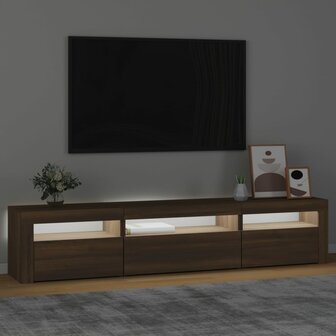 Tv-meubel met LED-verlichting 195x35x40 cm bruin eikenkleur 3