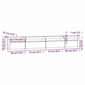 Tv-meubel met LED-verlichting 270x35x40 cm betongrijs 12