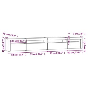 Tv-meubel met LED-verlichting 270x35x40 cm grijs sonoma eiken 12