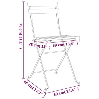 Bistrostoelen 8 st inklapbaar massief acaciahout en staal 9