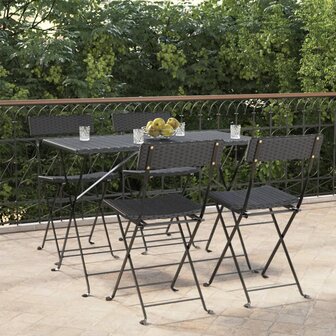 Bistrostoelen 4 st inklapbaar poly rattan en staal zwart 1