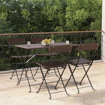 Bistrostoelen 4 st inklapbaar poly rattan en staal bruin 1