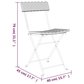 Bistrostoelen 4 st inklapbaar poly rattan en staal bruin 9