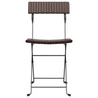 Bistrostoelen 8 st inklapbaar poly rattan en staal bruin 4