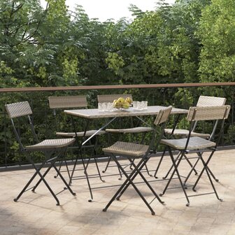 Bistrostoelen 6 st inklapbaar poly rattan en staal grijs 1