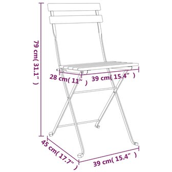 Bistrostoelen 2 st inklapbaar massief acaciahout en staal 9