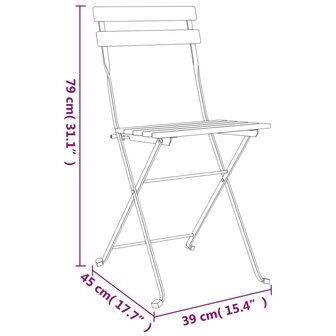 Bistrostoelen 4 st inklapbaar massief teakhout en staal 9