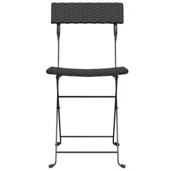 Bistrostoelen inklapbaar 2 st poly rattan en staal zwart 4