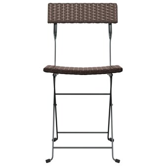 Bistrostoelen 2 st inklapbaar poly rattan en staal bruin 4