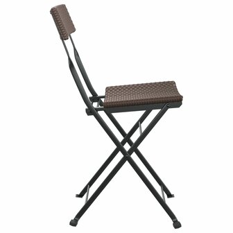 Bistrostoelen 2 st inklapbaar poly rattan en staal bruin 5