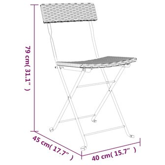 Bistrostoelen 2 st inklapbaar poly rattan en staal bruin 9