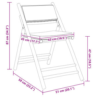 Bistrostoelen 4 st inklapbaar met kussens bamboe cr&egrave;mewit 9