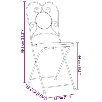 Bistrostoelen 2 st inklapbaar keramiek terracottakleurig 12