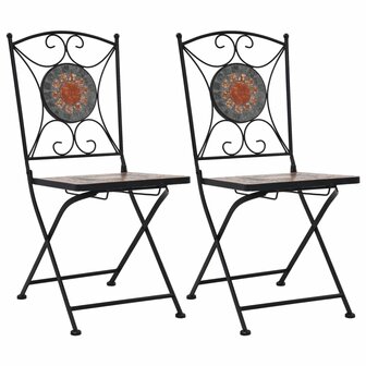 Bistrostoelen moza&iuml;ek 2 st oranje en grijs 1