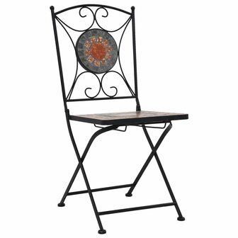 Bistrostoelen moza&iuml;ek 2 st oranje en grijs 2