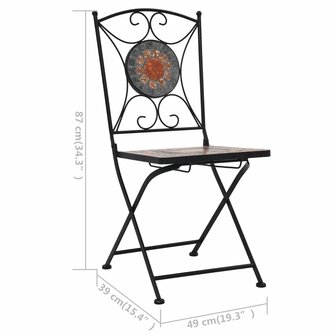 Bistrostoelen moza&iuml;ek 2 st oranje en grijs 11