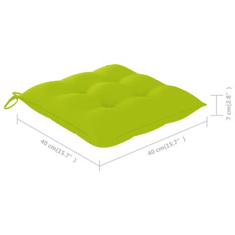 Eetkamerstoelen 8 st met heldergroene kussens massief teakhout 12