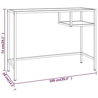 Computerbureau 100x36x74 cm gehard glas zwartmarmerkleurig 6