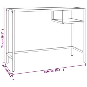 Computerbureau 100x36x74 cm gehard glas witmarmerkleurig 7