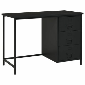 Bureau industrieel met lades 105x52x75 cm staal zwart 1