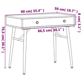 Computerbureau in antieke stijl met lade 90x50x76,5 cm groen 8