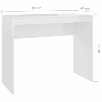 Bureau 90x40x72 cm bewerkt hout hoogglans wit 6