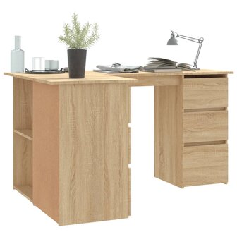 Hoekbureau 145x100x76 cm bewerkt hout sonoma eikenkleurig 4