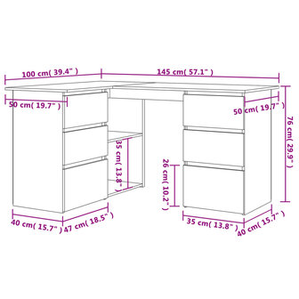 Hoekbureau 145x100x76 cm bewerkt hout sonoma eikenkleurig 9