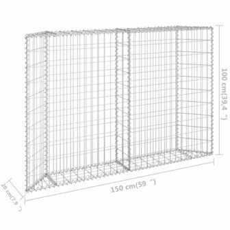 Gabion plantenbak trapezium 150x20x100 cm gegalvaniseerd staal 7