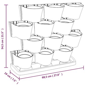 12-delige Plantenbakkenset verticaal polypropeen antracietkleur 9