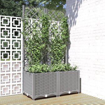 Plantenbak met latwerk 80x40x136 cm polypropeen lichtgrijs 1