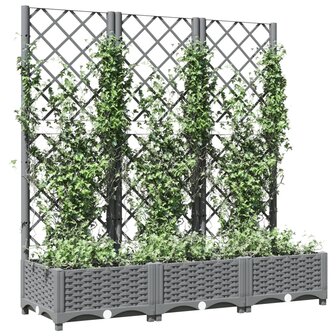 Plantenbak met latwerk 120x40x121,5 cm polypropeen lichtgrijs 3