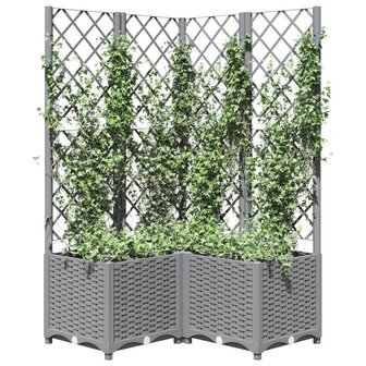 Plantenbak met latwerk 80x80x136 cm polypropeen lichtgrijs 3