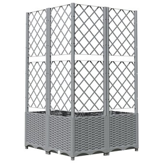 Plantenbak met latwerk 80x80x136 cm polypropeen lichtgrijs 6