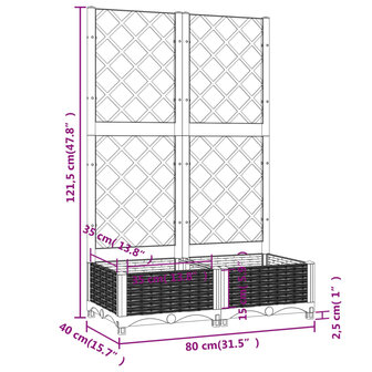 Plantenbak met latwerk 80x40x121,5 cm polypropeen 8