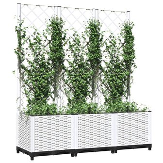 Plantenbak met latwerk 120x40x136 cm polypropeen wit 3