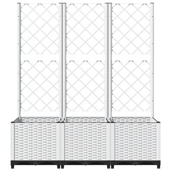 Plantenbak met latwerk 120x40x136 cm polypropeen wit 4