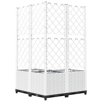 Plantenbak met latwerk 80x80x136 cm polypropeen wit 6