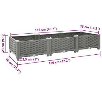 Plantenbak verhoogd 120x40x23 cm polypropeen 8