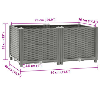 Plantenbak verhoogd 80x40x38 cm polypropeen 8