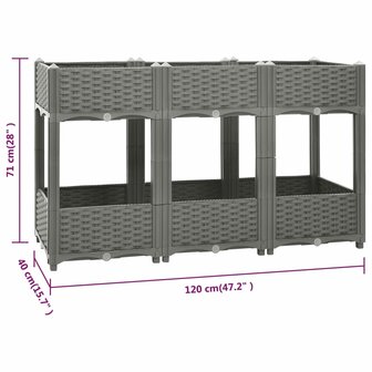 Plantenbak verhoogd 120x40x71 cm polypropeen 6