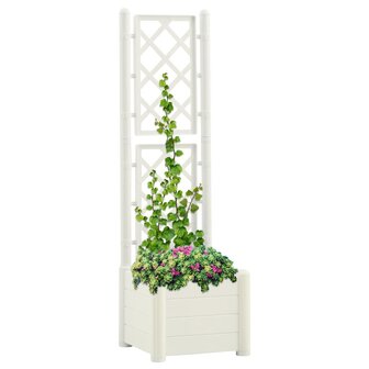 Plantenbak met latwerk 43x43x142 cm PP wit 1