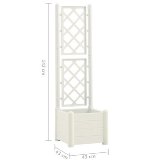 Plantenbak met latwerk 43x43x142 cm PP wit 7