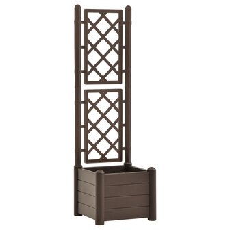 Plantenbak met latwerk 43x43x142 cm PP mokka 2