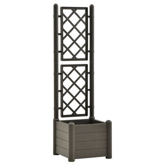 Plantenbak met latwerk 43x43x142 cm PP antracietkleurig 2