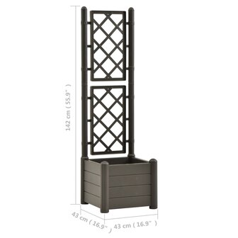 Plantenbak met latwerk 43x43x142 cm PP antracietkleurig 7